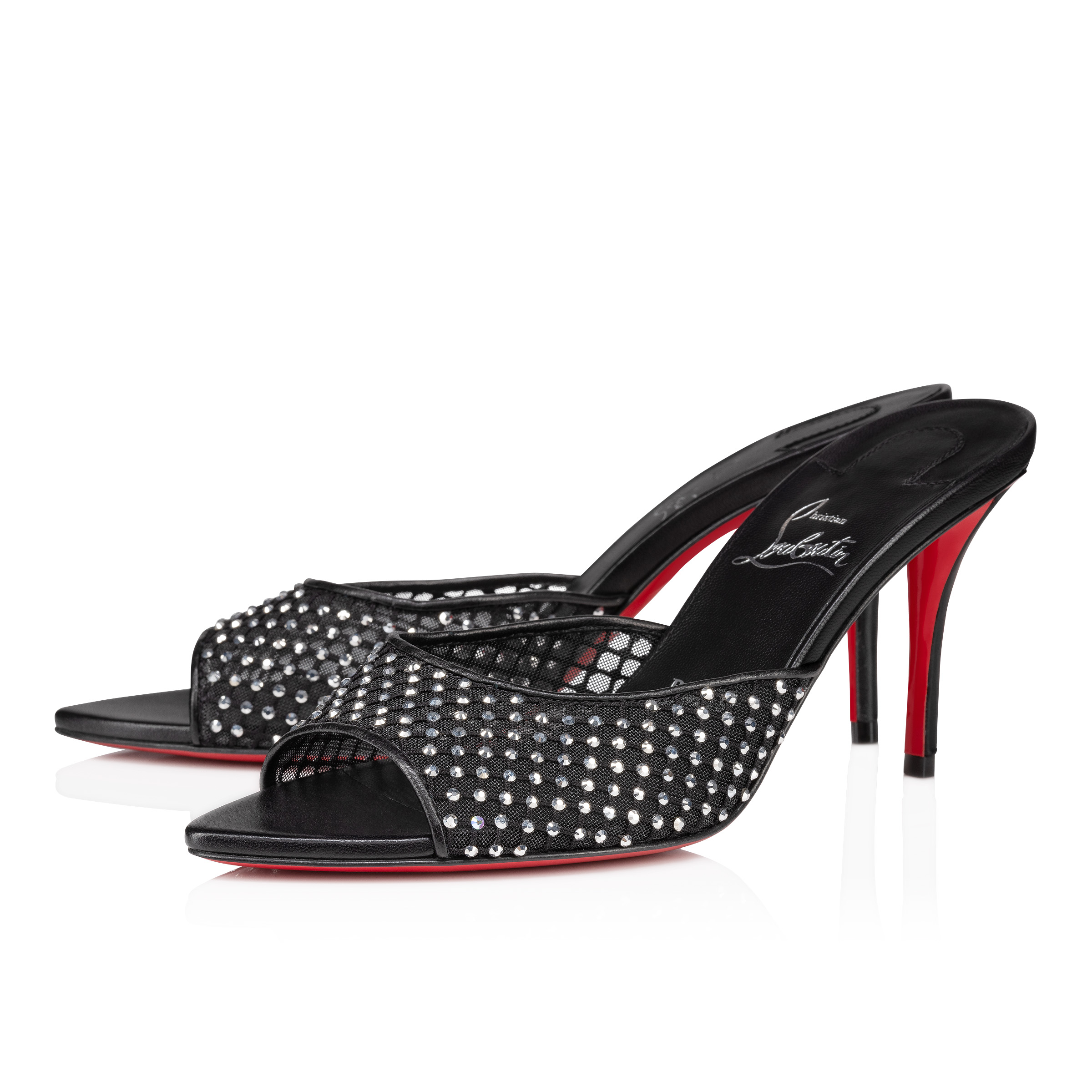 Christian Louboutin Store – Christian Louboutin apostropha mule mesh strass – 3240795b803 High Heels für höchsten Luxus